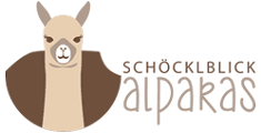 Schöcklblick Alpakas Logo Schöcklblick Alpakas logo featuring an illustrated alpaca face and brown mountain shape.