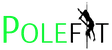 Polefit Logo Design Polefit logo with green text and black pole dancer silhouette.