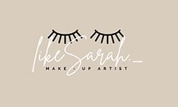 Lash Couture Makeup Artist Logo Lash Couture makeup artist logo with illustrated eyelashes and elegant script wordmark on beige background.