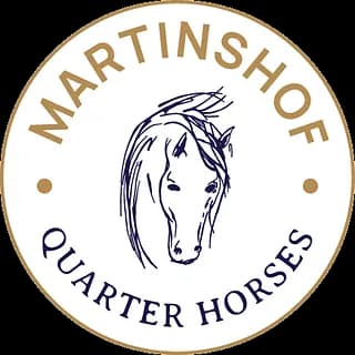 Martinshof Quarter Horses Logo Martinshof Quarter Horses circular logo with a horse head illustration and gold border.